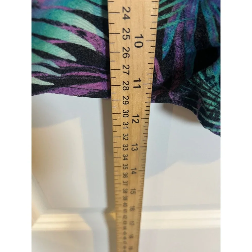 Justice Girls Shorts Tropical Palm Leaf Print Purple Teal Size 16